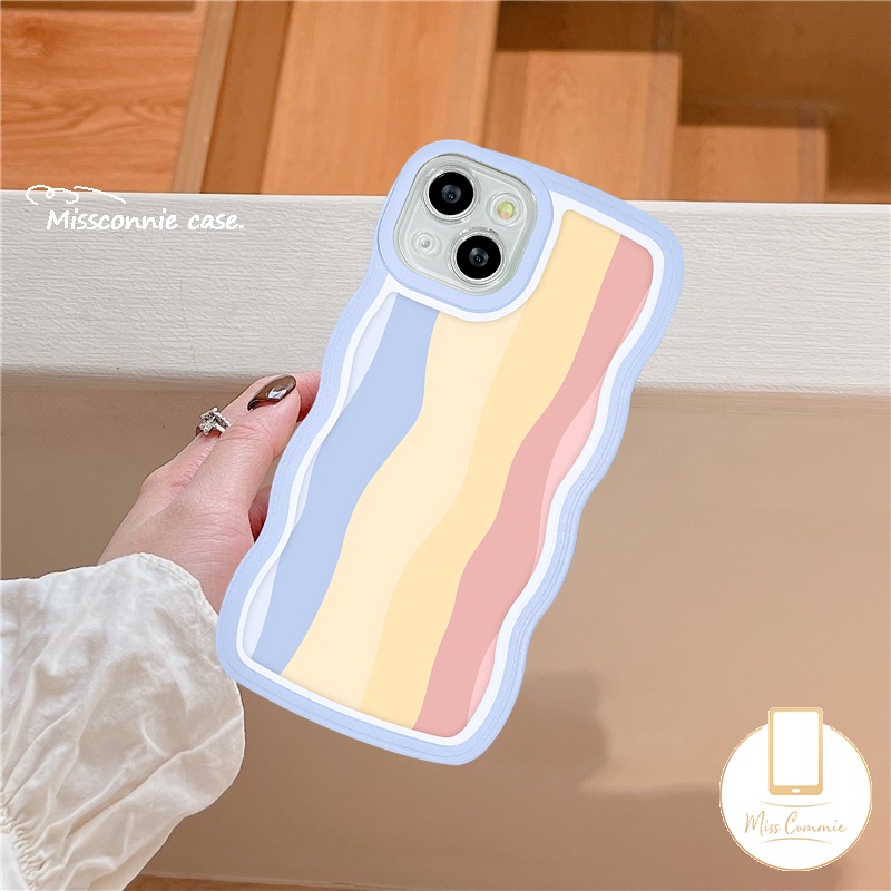 Case Pelangi OPPO A17 A78 A17K A54 A15 A12 A5s A77 A57 A16K A55 A16 A77s A74 A95 A96 A3s A5 A9 2020 A12E A7 Reno 8T 58 7 6 A76 A16s F9 A53 A15s A1K A52 A16E Soft Sarung Tepi Wavy