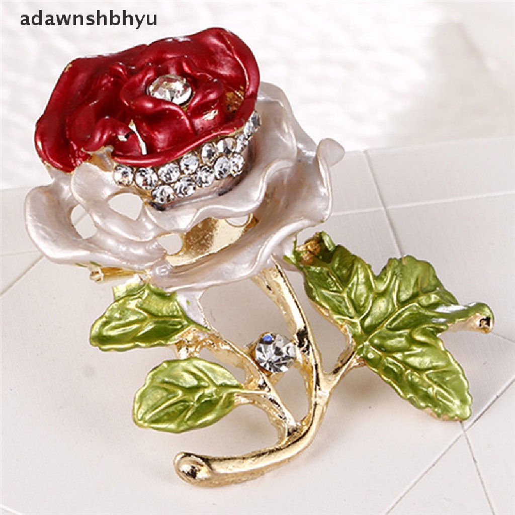 Adawnshbhyu Enamel Bunga Berlian Imitasi Kristal Bros Pin Pernikahan Bridal Bouquet Pin Perhiasan ID