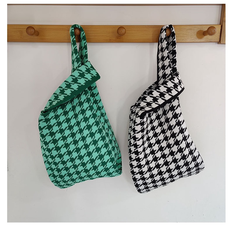 Gobra ♕ TW019 Tas Bene Korean Knitted Checkered Tote Bag Tas Rajut Motif New Totebag Buffollow Vacay Viral Bangkok Import