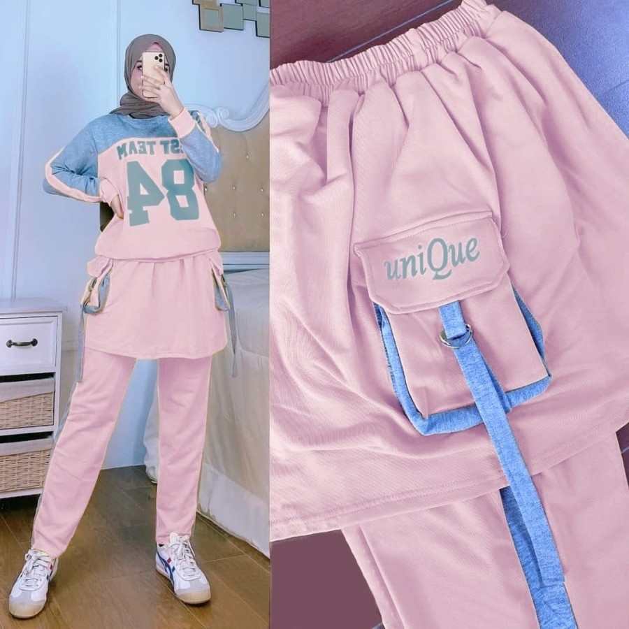 Setelan Olahraga Wanita Jumbo Fitnes Baju Premium Senam Sepeda H8M9 Polos Original Big Size Gowes Mu