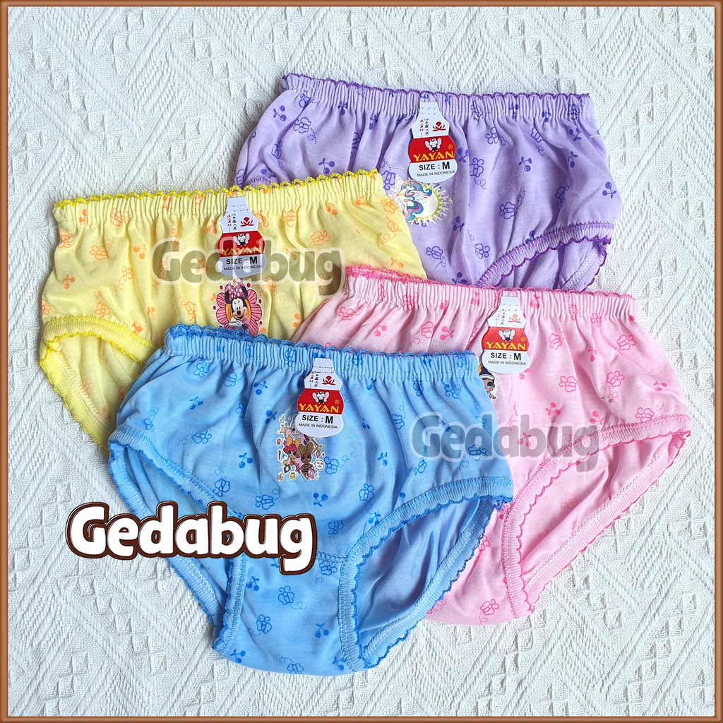 6 Pcs - Celana Dalam Anak YAYAN Print Warna / CD Anak Perempuan 1-8 th Renda Kerut | Gedabug