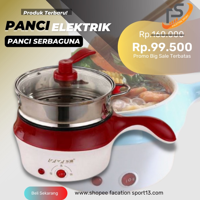 Panci Elektrik Serbaguna Pan Fry Panci Listrik Multifungsi Portable Low Watt Kukus Goreng Alat Masak