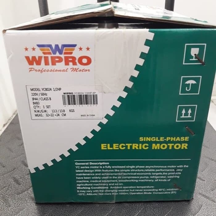 ELEKTROMOTOR WIPRO 1/2 HP 1 PHASE 2P/4P