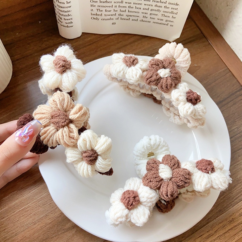 NEW Jepit dan bando dewasa motif bunga rajut premium