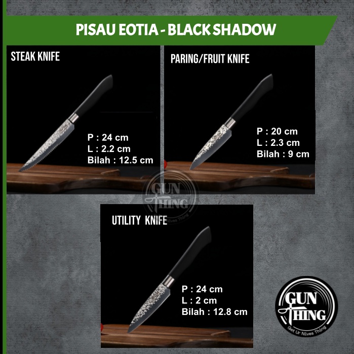 [Pisau Dapur SATUAN / PER PCS] - Eotia Black Shadow Series - German Quality