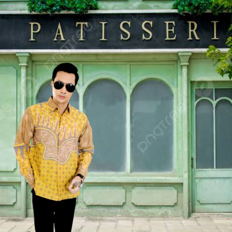 Kemeja Batik Abstrak Sadewo Kuning Reguler Premium Lengan Panjang Pendek