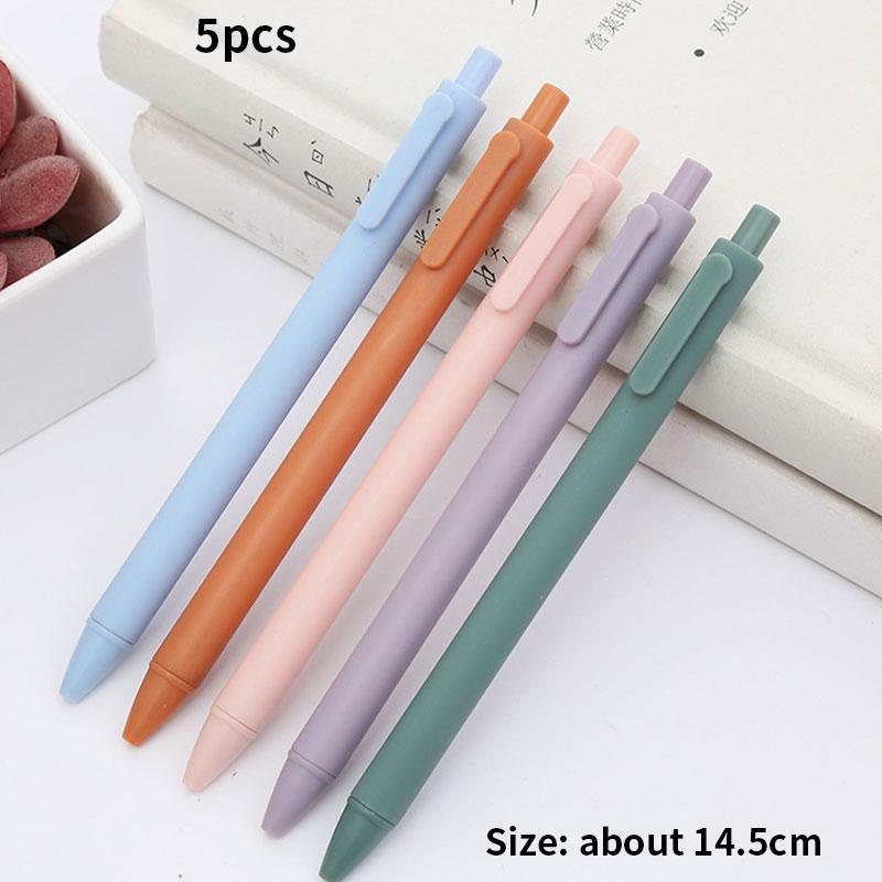 5pcs 0.5mm Press Gel Pen Batang Menulis Pen Tanda Tangan Tinta Hitam Kantor Sekolah Alat Tulis Supply