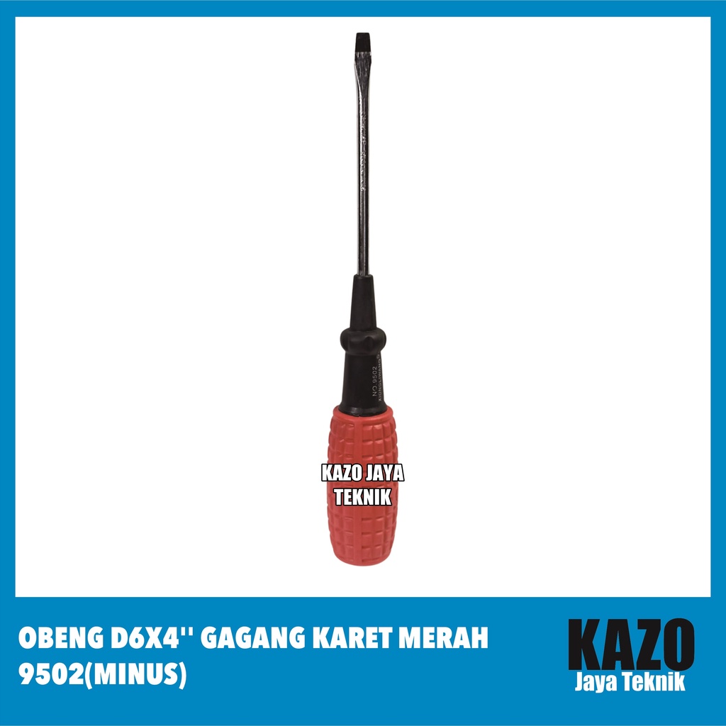 Obeng D6X4'' Gagang Karet Merah 9502 (Minus)