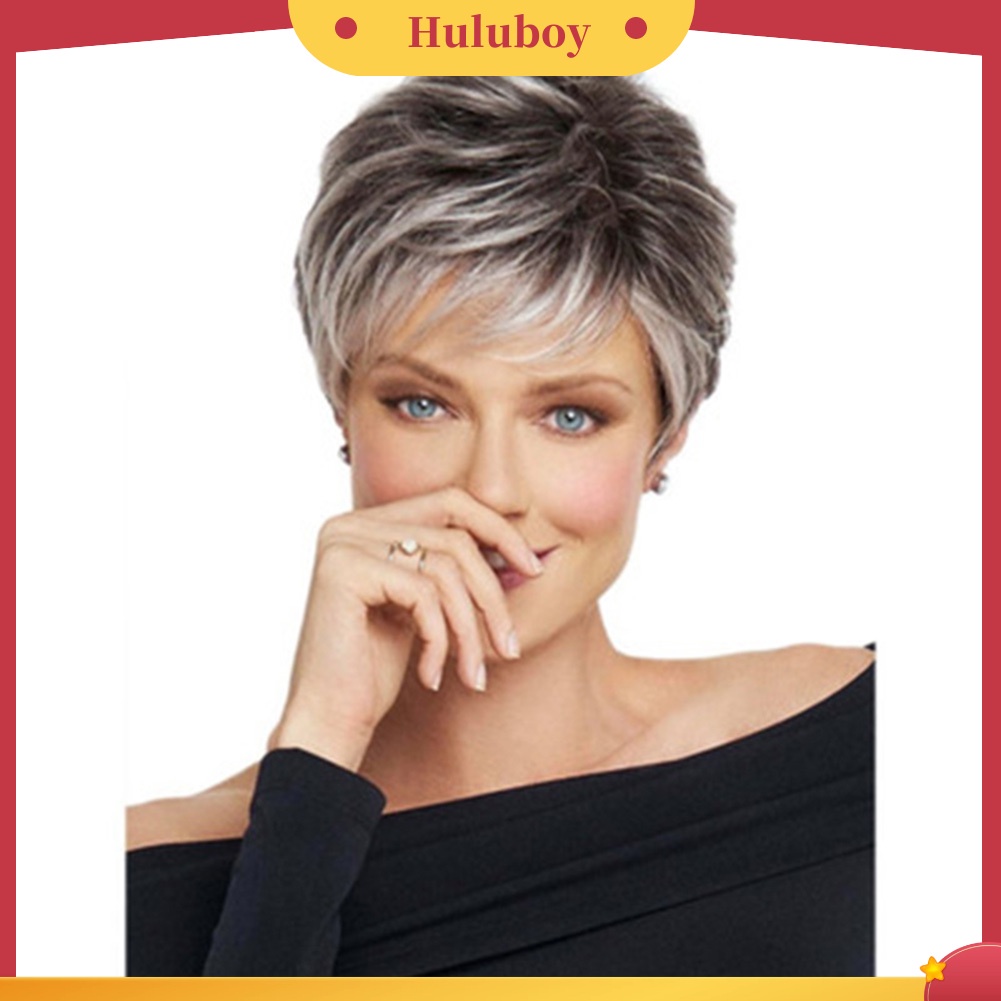 Wig Rambut Pendek Keriting Warna Gradasi Untuk Wanita