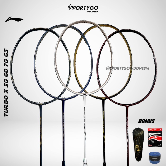 Raket Raket Lining Turbo X 50 60 70 G5 Badminton Original