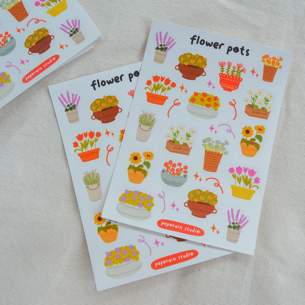 

flower pots sticker sheet