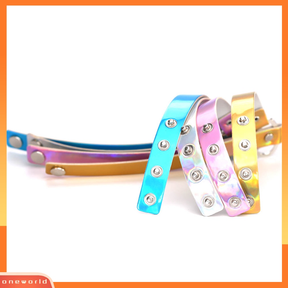 [WONE] Wanita Chic Hologram Logam Hati Terbuka Kulit Imitasi Kalung Choker Hadiah