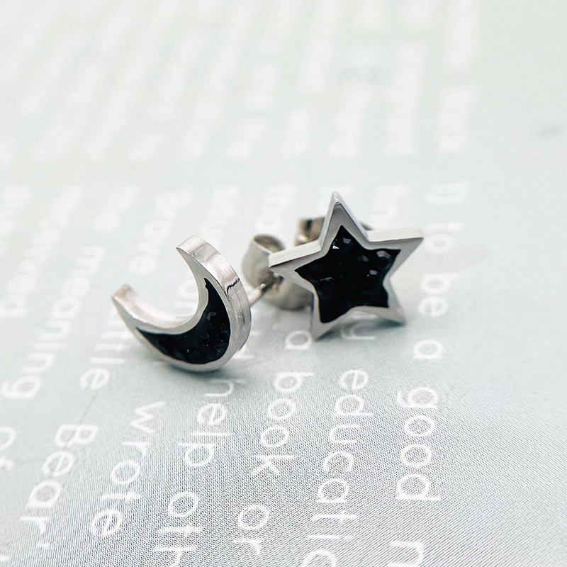 Anting Titanium Wanita Model Bulan Bintang Anti Karat