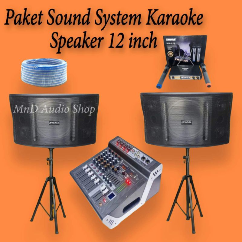paket sound system karaoke speaker 12inch + power mixer 4 channel