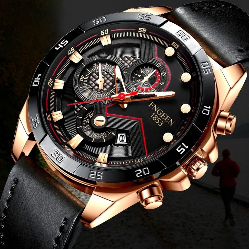 jam tangan  FNGEEN ORIGINAL/ASLI anti air kulit