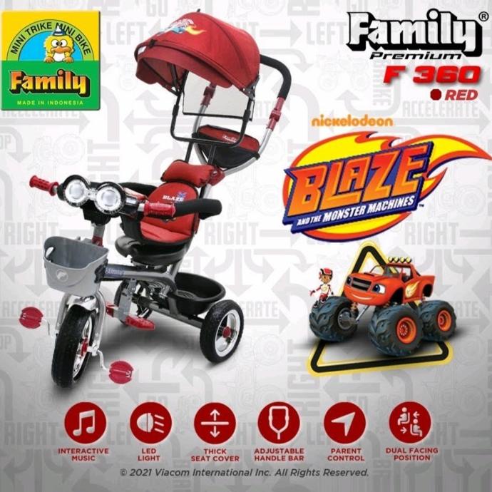 Sepeda Anak Roda Tiga Family F-360 H Musik Lampu - Pink #Original