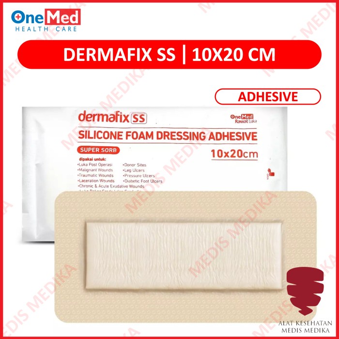 Dermafix SS 10 x 20 cm Onemed Adhesive Silicone Foam Super Sorb Dressing Plester Luka Plaster Sesar 10x20 10x20cm