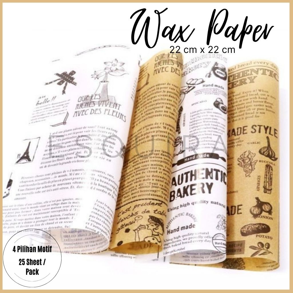 Wax Paper 25pcs/ Korean Bento Cake/ Baking Paper English Cake 22cm x 22cm