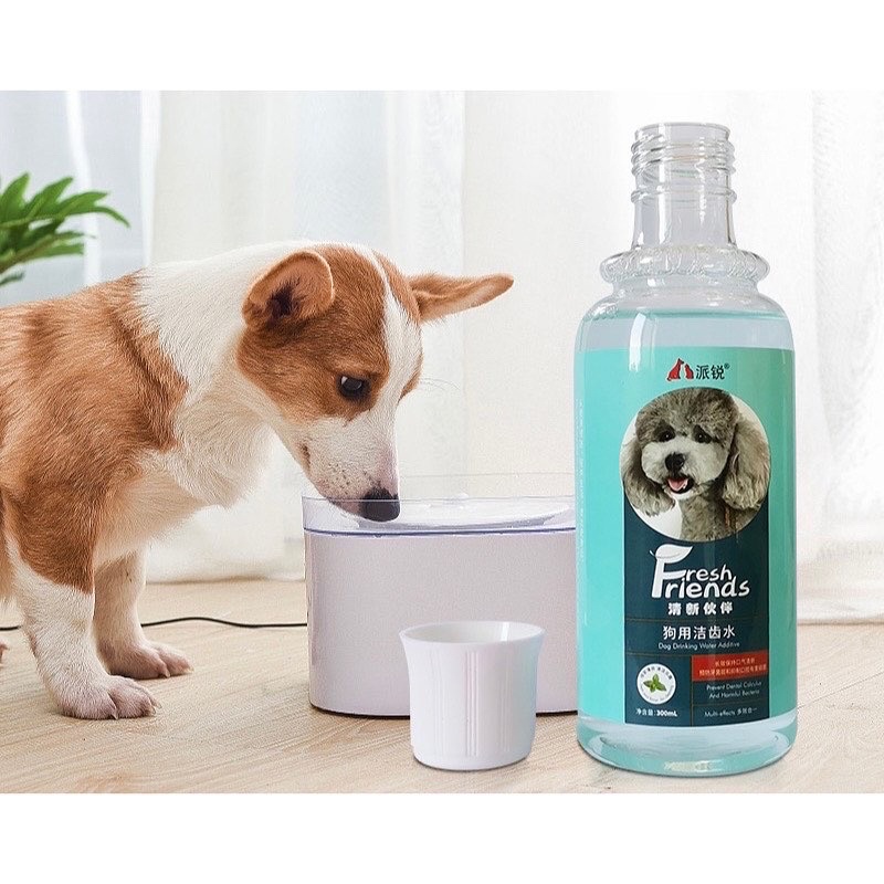 Fresh friend dog drinking water additive for removes plague, tartar and freshen breath ( penganti gosok gigi)