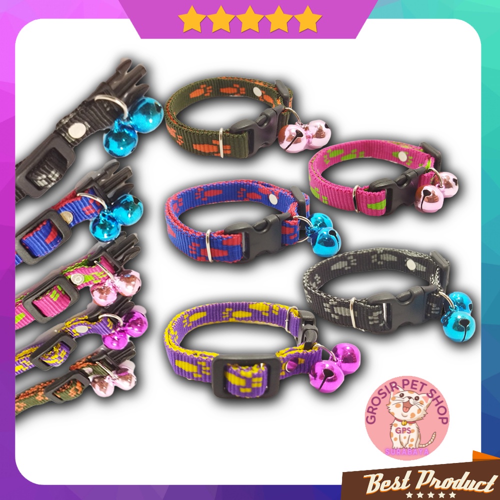 Kalung kucing anjing kelinci premium motif Tapak liontin isi 2 12 mm ecer grosir aksesoris hewan peliharaan