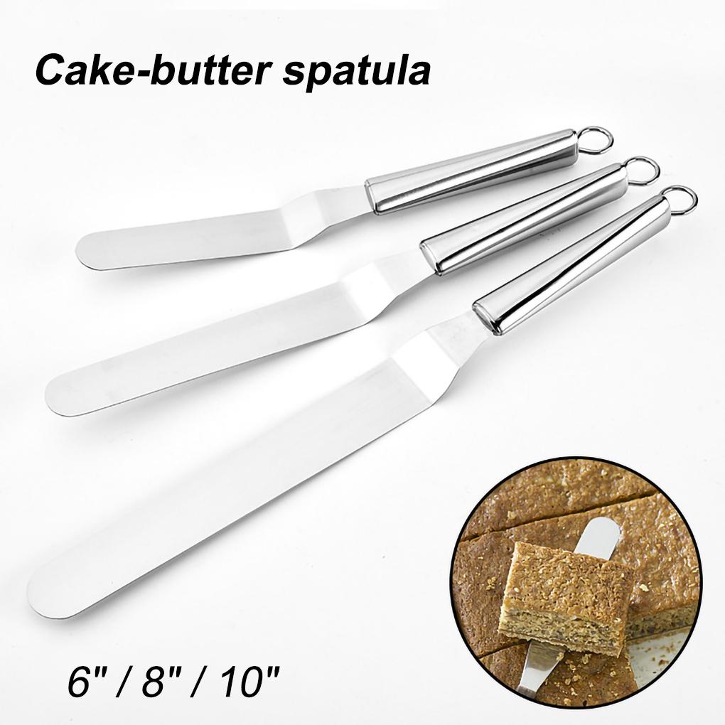 Cake Butter Spatula Pastry Frosting Stainless Steel Set Dengan Gagang Panjang Coklat Icing Dapur Bakery Penghalus Perlengkapan Anak