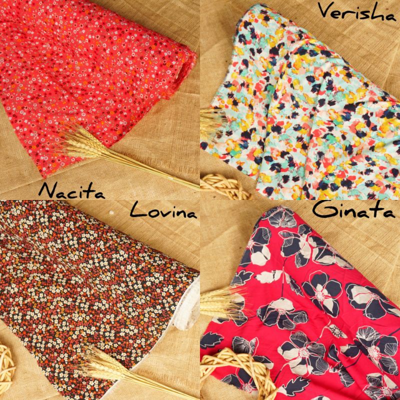 Kain Crepe Motif Bunga Premium