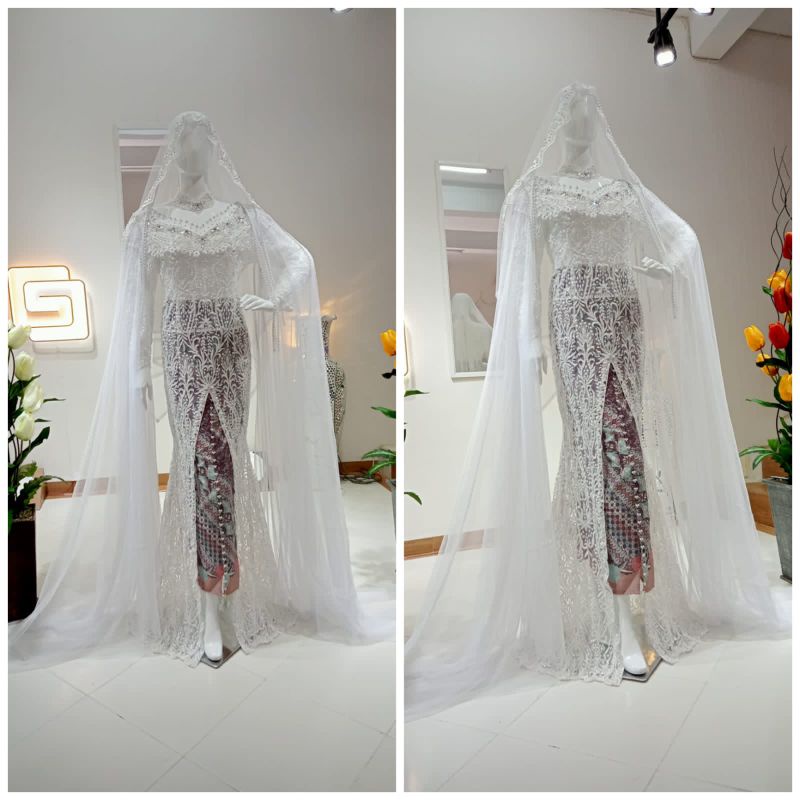 kebaya akad Elisab full Payet depan belakang