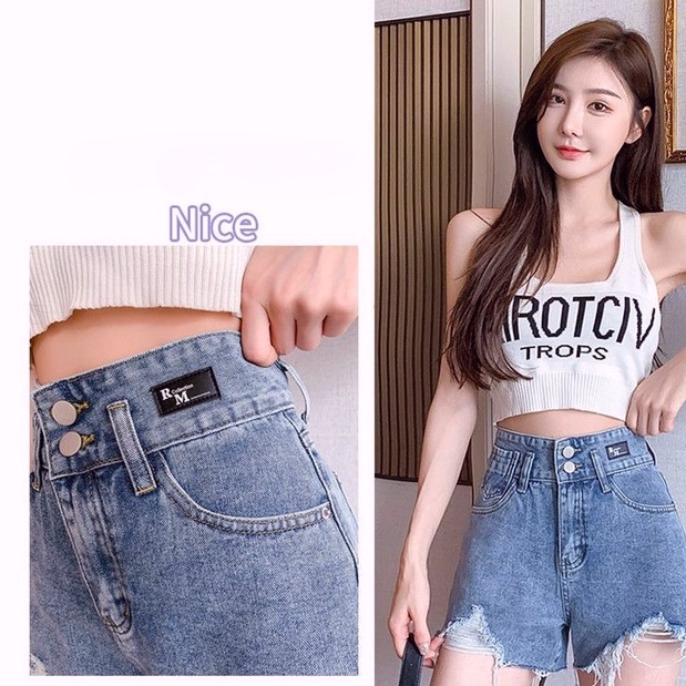 [Cewek_id]Celana jeans pendek wanita korean style highwaist hotpants dewasa premium ripped jumbo denim kekinian ootd