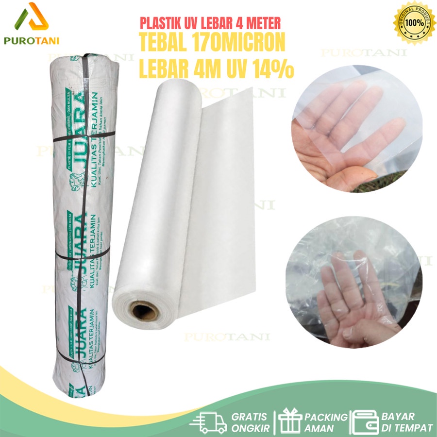 Plastik UV Atap Green House Lebar 4 Meter 170 Mikron 14%