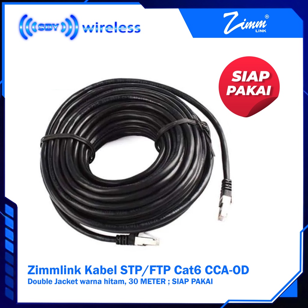 Kabel FTP / STP Cat6 Zimmlink CCA OD Outdoor panjang 30Mtr SIAP PAKAI