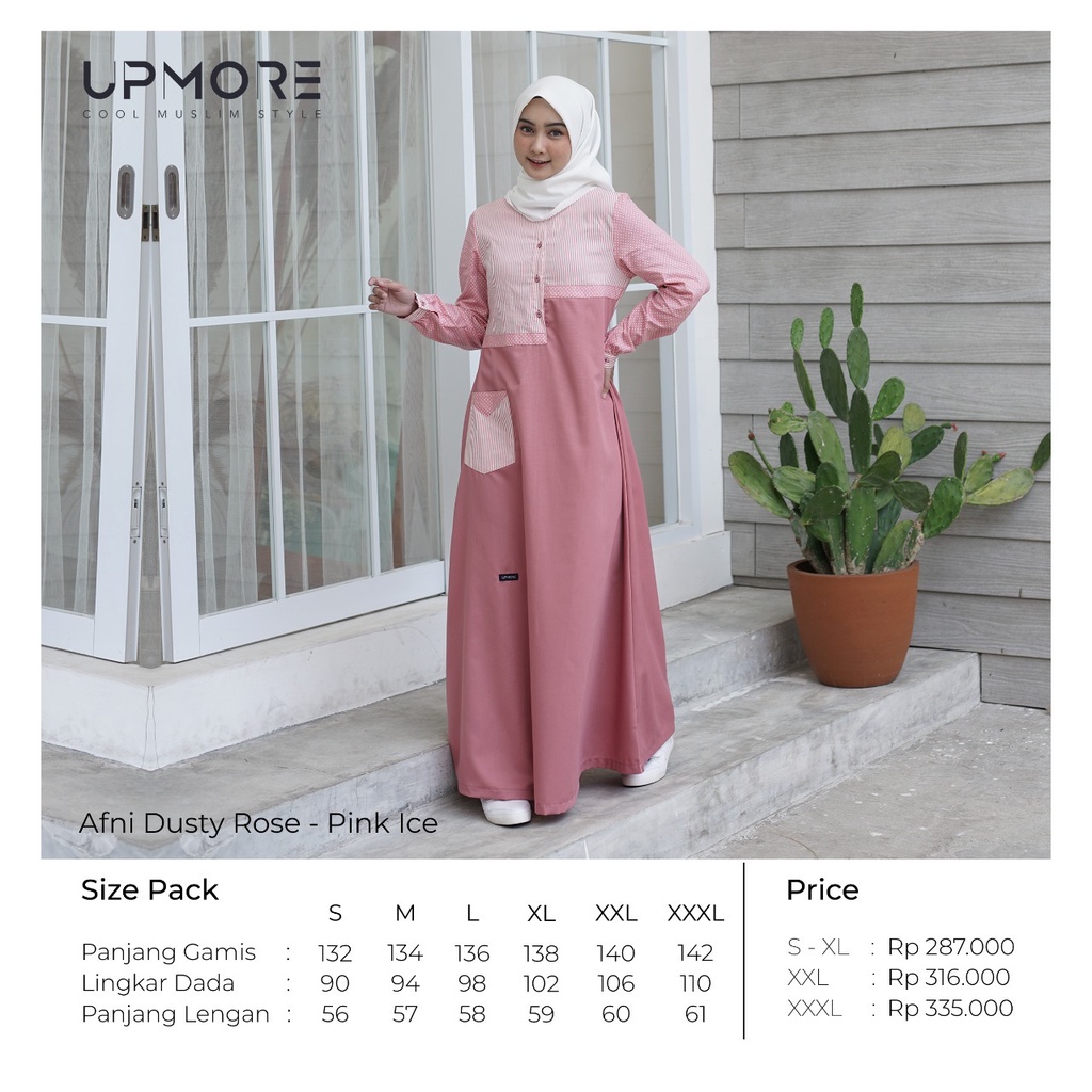 Gamis UPMORE AFNI DUSTY ROSE - Pink Ice | Gamis Katun ORI UPMORE | CODA