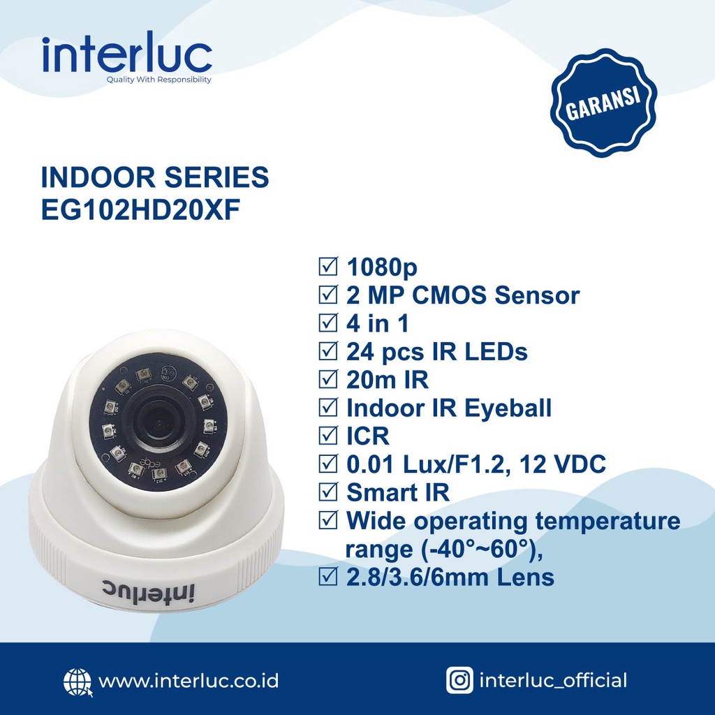 INTERLUC EG102HD20XF 2MP INDOOR SERIES EDGE KAMERA CCTV