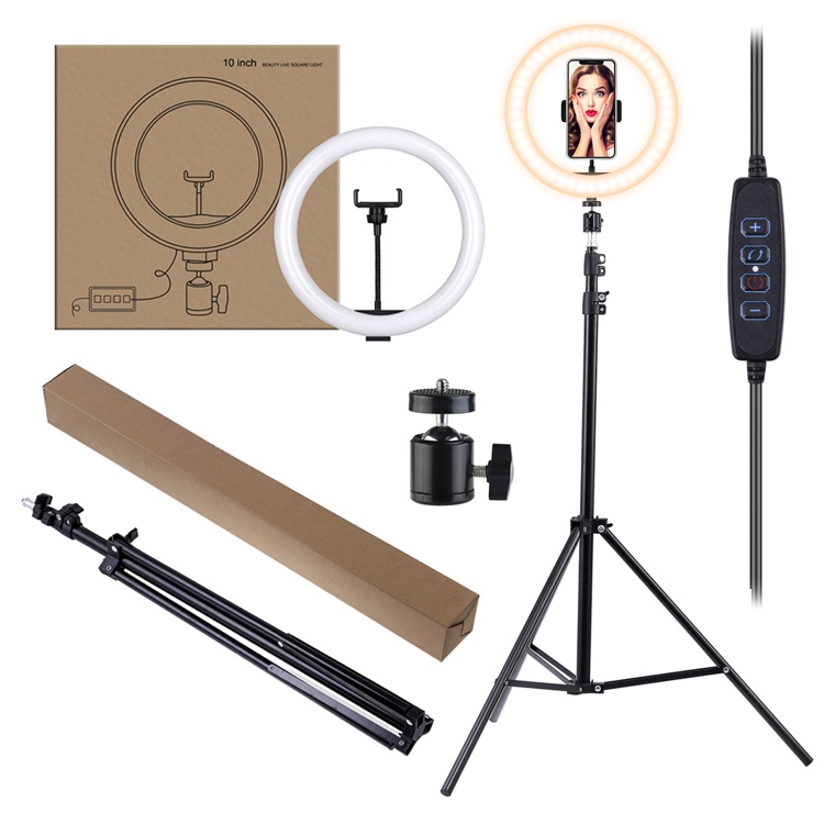 Paket Komplit Ringlight 26cm + Tripod 2,1 Meter Make Up Vlog Selfie Lampu Ringlight