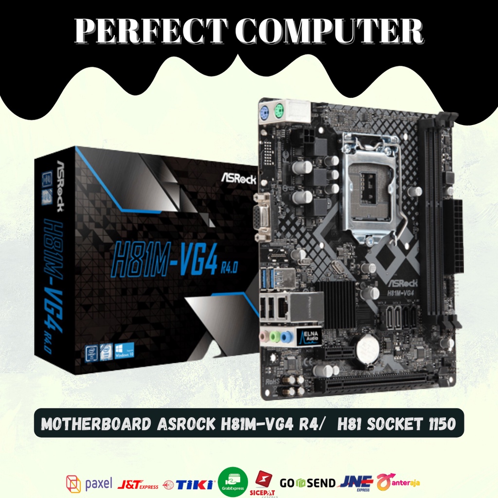PAKETAN MOTHERBOARD H81M-VG4 ASROCK + PROC INTEL I5 4570
