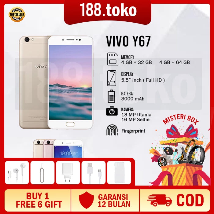 Hp VIVO Y67 Ram 4/64 5.5inch Garansi 1 Tahun Murah