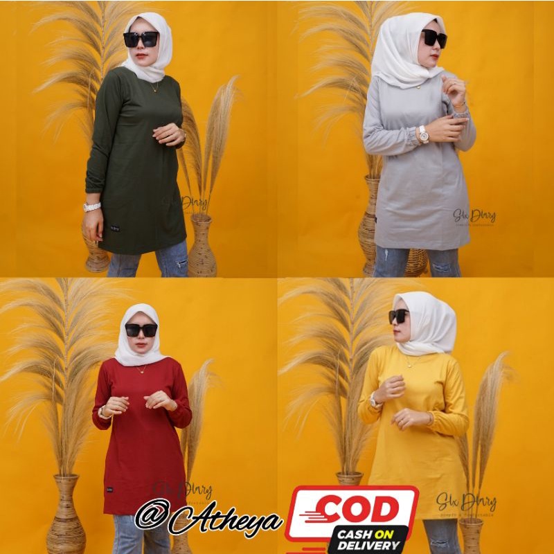 Six Diary Tunik Kaos Polos Atasan Wanita Cotton Combed Premium Adem