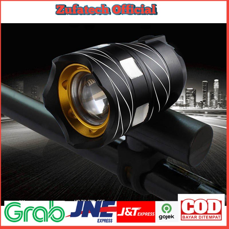 TaffLED Lampu Sepeda LED Chargerable Zoomable Bicycle Headlight CREE XML-T6 - ZK30 - Black