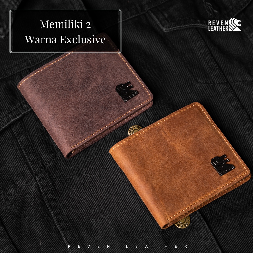 Dompet Pria Cowok Bahan Kulit Sapi Asli 100% Original Crazy Horse ARJUNA WALLET Fashion Kekinian Trendy by Crown Leather CrownLeather Store