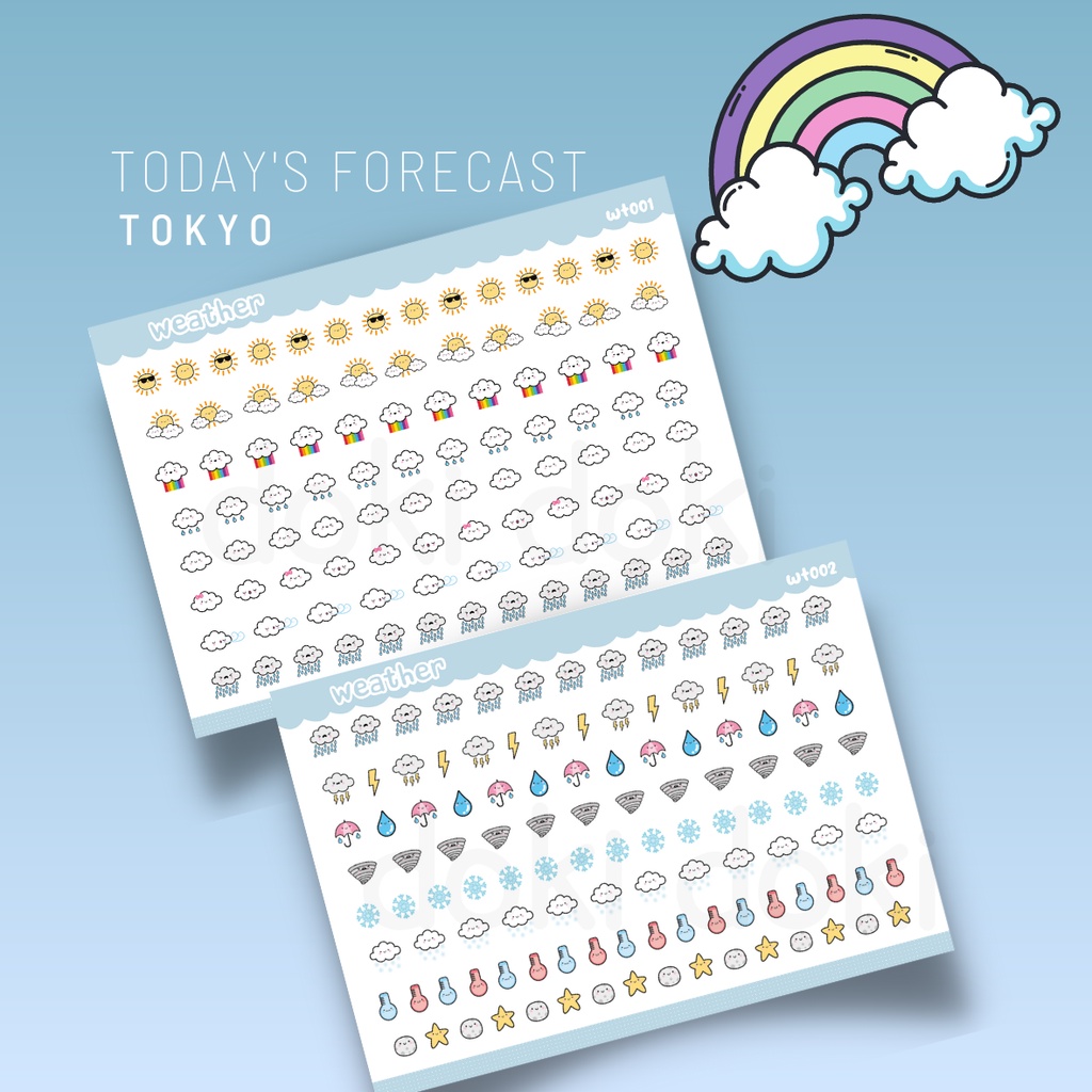 

[DOKI] 115pcs Icon Stikers Kawai Aesthetic / Label Stiker Lucu Cocok Untuk To Do List Atau Buku Harian - WEATHER