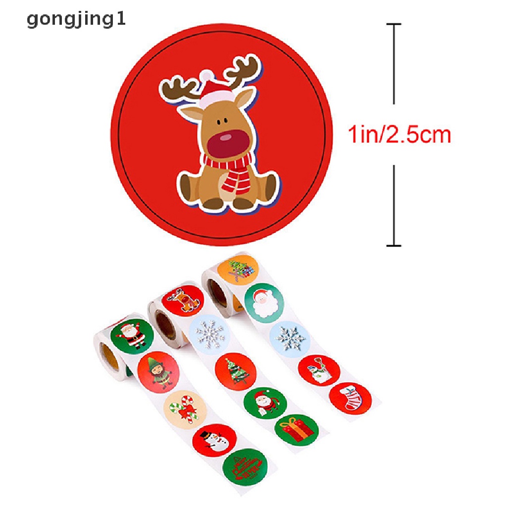 Ggg 500pcs /roll Candy Bag Stiker Christmas Decor Rumah Pohon Natal Elk Ornamen ID