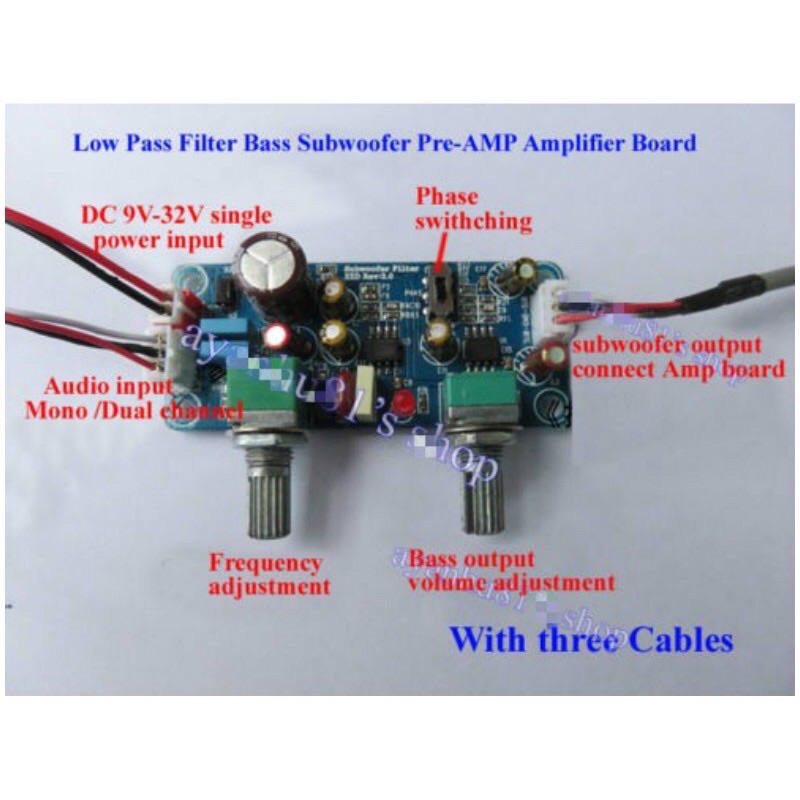 Aiyima Preamplifier Filter Bass Subwoofer Single Power Dc 9-32v Dengan Pengaturan Volume