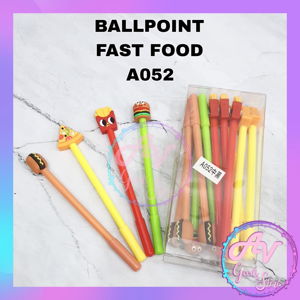 

Ballpoint Fast Food A052 (12pcs) / 1Lusin Pulpen Gel FastFood Fancy Lucu