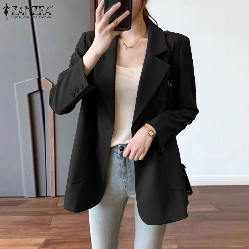 ZANZEA Women Fashion Long Sleeve Casual Loose Lapel Collar Office OL Blazer