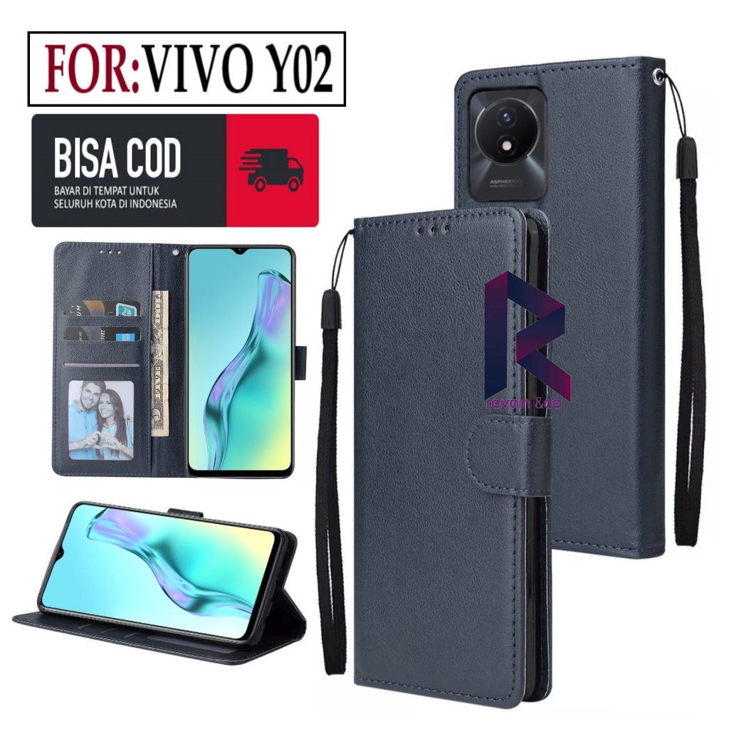 CASE VIVO Y02 FLIP WALLET LEATHER KULIT PREMIUM SARUNG BUKA TUTUP KESING HP FLIP CASE VIVO Y02