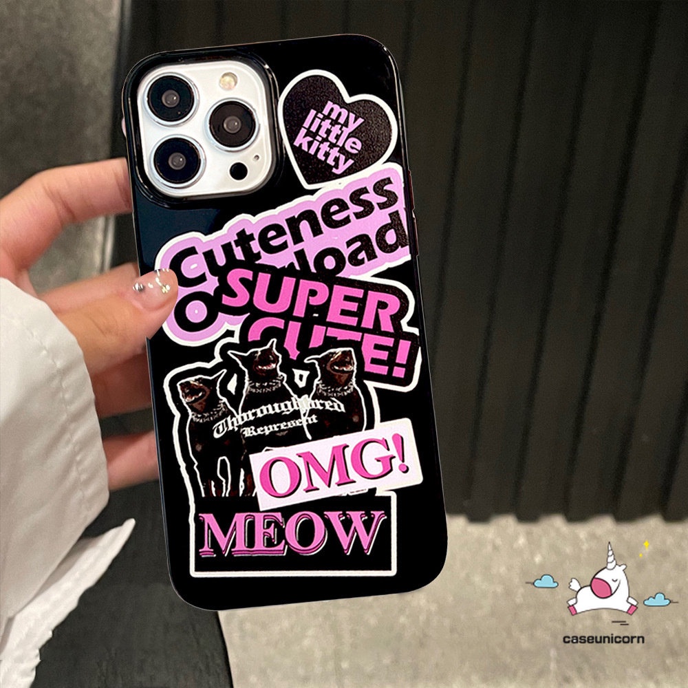 IPHONE Casing Ponsel Couple Kompatibel Untuk Iphone 7 8 Plus 11 14 13 12 Pro Max XR X XS Max Se 2020 Lembut Tpu Silicon Ins Trendy Sticker Label Glossy Halus Phone Cover