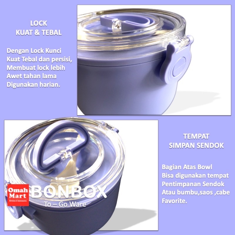 BONBOX Kotak Makan/Lunch Box Microwaveable Portabel Elegant Dan Praktis Bahan PP Food Grade