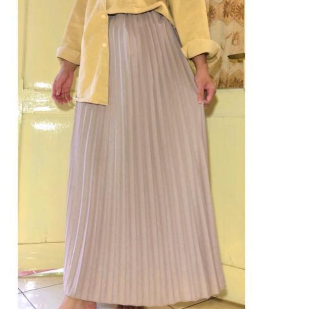 GRATIS ONGKIR✅Rok Plisket Premium Tebal Jumbo Panjang Rempel Besar Wanita Warna Hitam Putih Milo Arm
