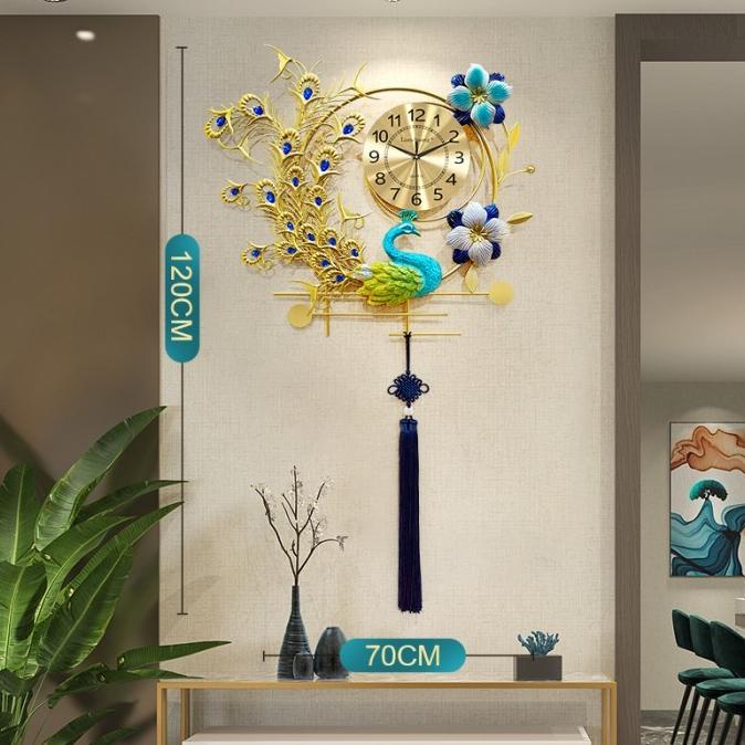 Jam Dinding Mewah Hiasan Wall Decor Dekorasi Merak Br 01 Jahidahanin