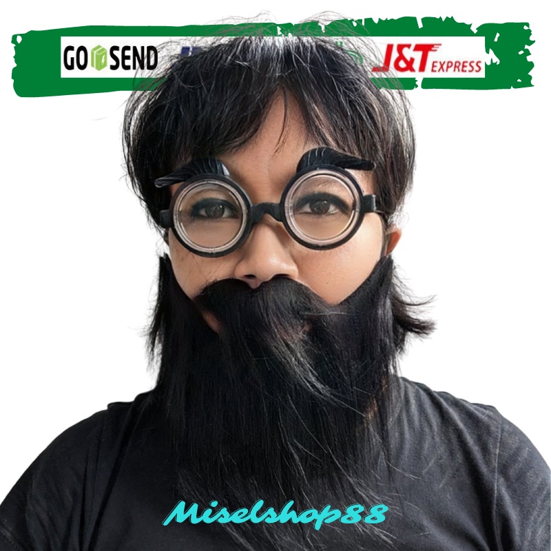 Jenggot palsu dengan kacamata nerd janggut fake beard