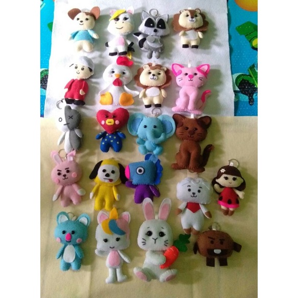 GANTUNGAN KUNCI FLANEL, GANTUNGAN KARAKTER LUCU UNIK APLIKASI FLANEL BONEKA FLANEL